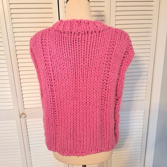 Lumiere Vibrant Pink Chunky Sweater Vest Small *C7 - Picture 4 of 6